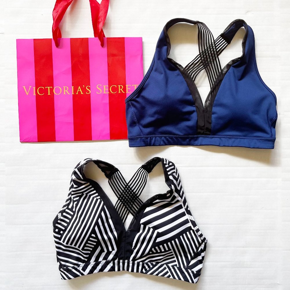 😍 VICTORIA'S SECRET SPORTS BRA SHEER NETTING W RMBL CUP | BUNDLE OF 2 SIZE M 😘
